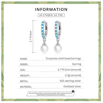 ˇStella JewelryˇTurquoise Pendent Shell Bead Drop Earrings