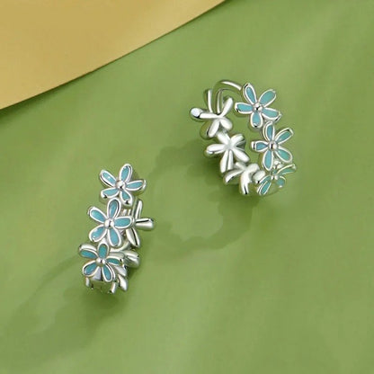ˇStella JewelryˇMint Green Garland Hoop Earrings Enamel Flower