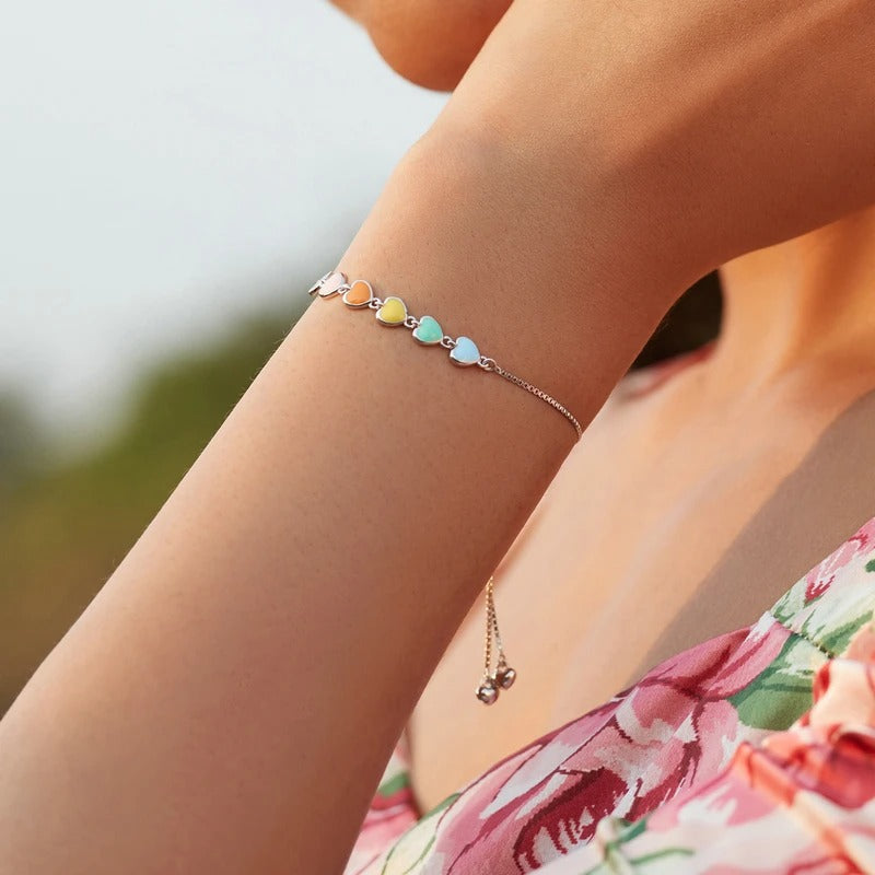 ˇStella JewelryˇRainbow Color Enamel Heart Bracelet