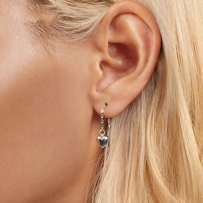 ˇStella JewelryˇSimple Heart-shaped Drop Ear Threads Long Tassel Earrings