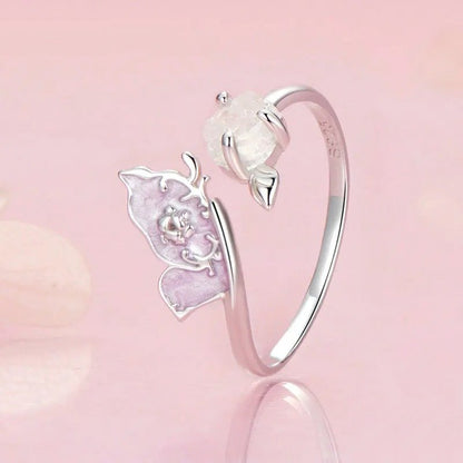 ˇStella JewelryˇPurple Magenta Enamel Butterfly Opening Ring