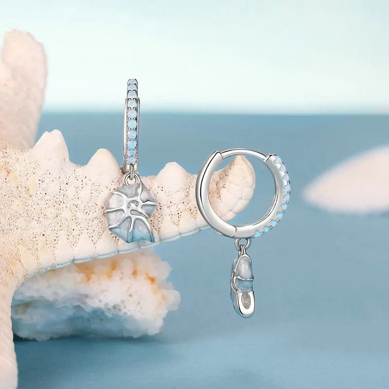 ˇStella JewelryˇBlue Conch Ear Buckles Sea Shell Drop Hypoallergenic Earrings