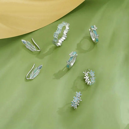 ˇStella JewelryˇMint Green Garland Hoop Earrings Enamel Flower