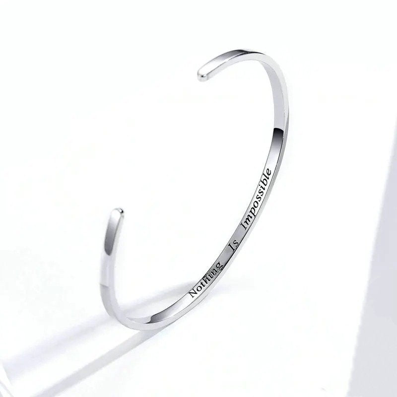 ˇStella JewelryˇEngrave Courage Bangle Nothing is impossible Fashion