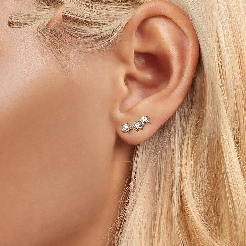 ˇStella JewelryˇSilver Tiny Star Earrings Studs Teen Girls