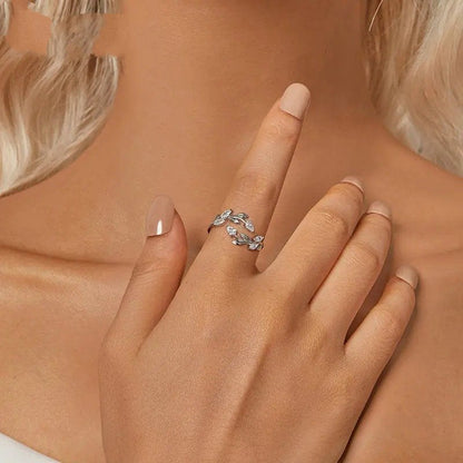 ˇStella JewelryˇSimple Leaf Adjustable Ring Lucky Leaves Statement