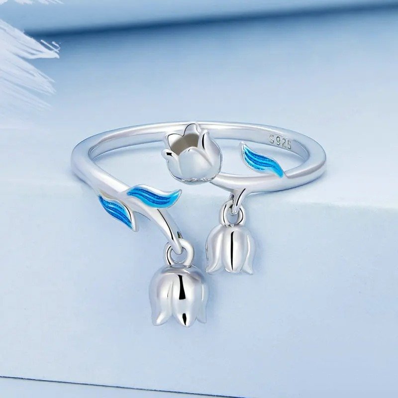 ˇStella JewelryˇGorgeous Flowers Open Ring for Women Fine Plated Platinum