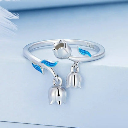 ˇStella JewelryˇGorgeous Flowers Open Ring for Women Fine Plated Platinum