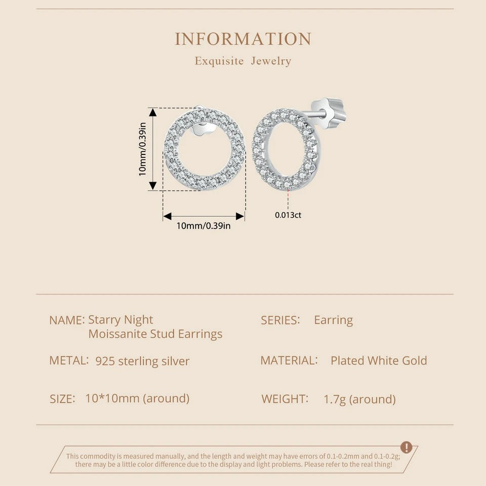 ˇStella JewelryˇForever Clear Moissanite Circle Round Stud Earrings