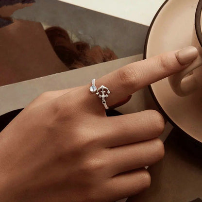 ˇStella JewelryˇAnchor Open Ring Moonstone Adjustable Twisted Ring