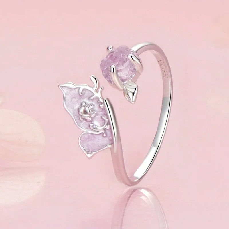 ˇStella JewelryˇPurple Magenta Enamel Butterfly Opening Ring