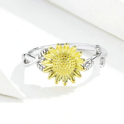 ˇStella JewelryˇSunflower Finger Rings for Women Wedding Band Engagement Statement