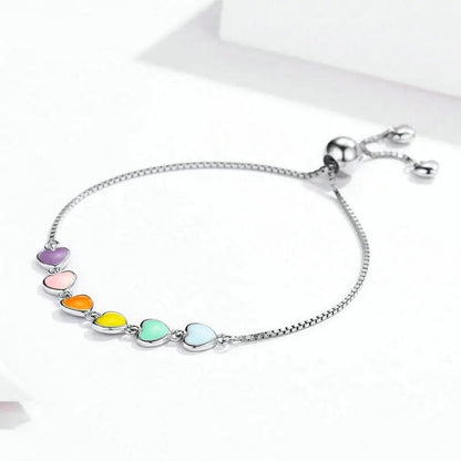 ˇStella JewelryˇRainbow Color Enamel Heart Bracelet