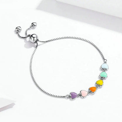 ˇStella JewelryˇRainbow Color Enamel Heart Bracelet