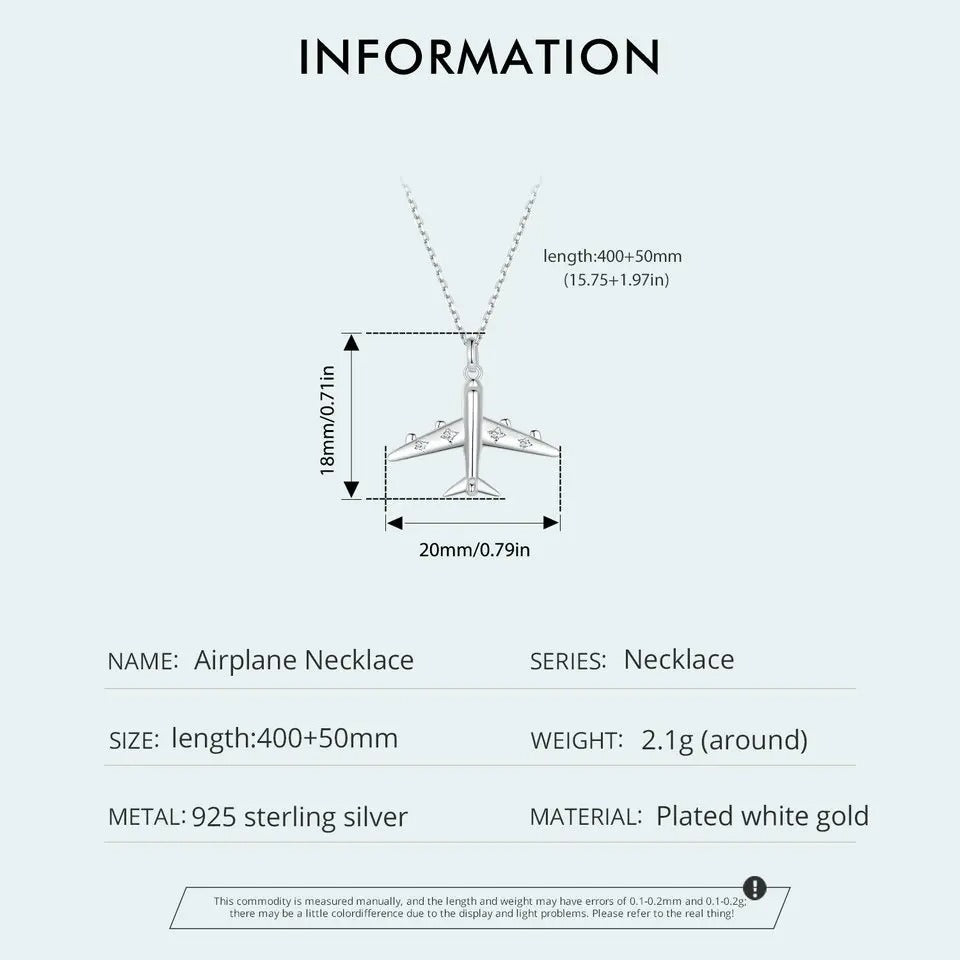 ˇStella JewelryˇDelicate Airplane Pendant Necklace Platinum Plated Necklace