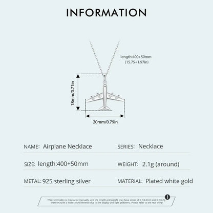 ˇStella JewelryˇDelicate Airplane Pendant Necklace Platinum Plated Necklace