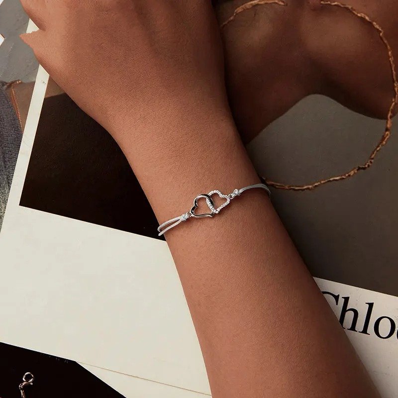 ˇStella JewelryˇDainty Gray Rope Link Chain Bracelet for Women Teen Girls