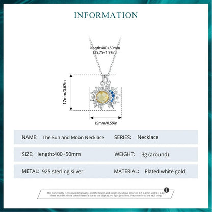 ˇStella JewelryˇWhite Gold Plated Sun and Moon Necklace