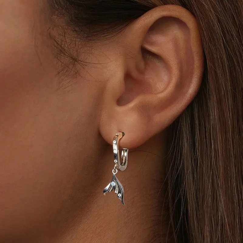 ˇStella JewelryˇDainty Gold Plated Earring Hypoallergenic Fish Tail Earring