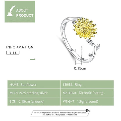 ˇStella JewelryˇSunflower Finger Rings for Women Wedding Band Engagement Statement