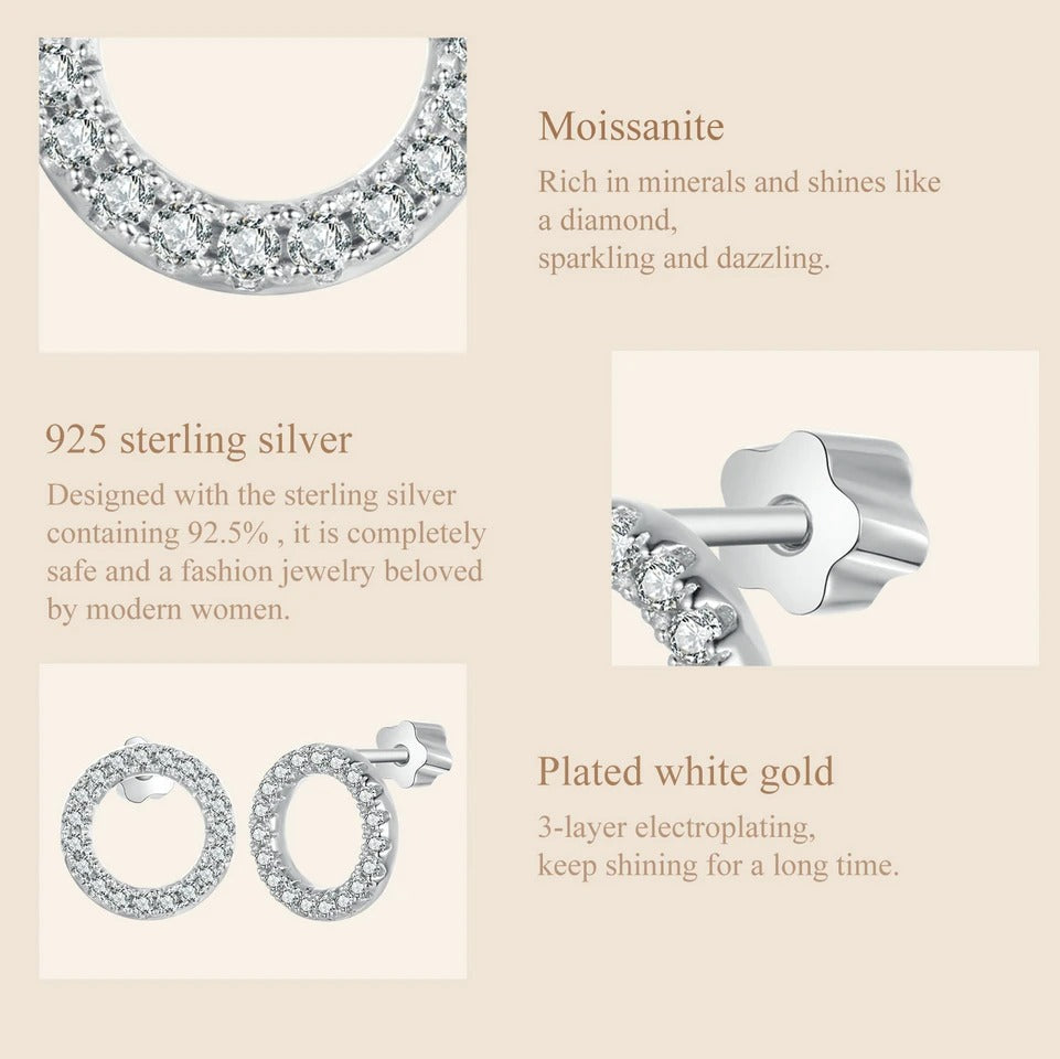ˇStella JewelryˇForever Clear Moissanite Circle Round Stud Earrings