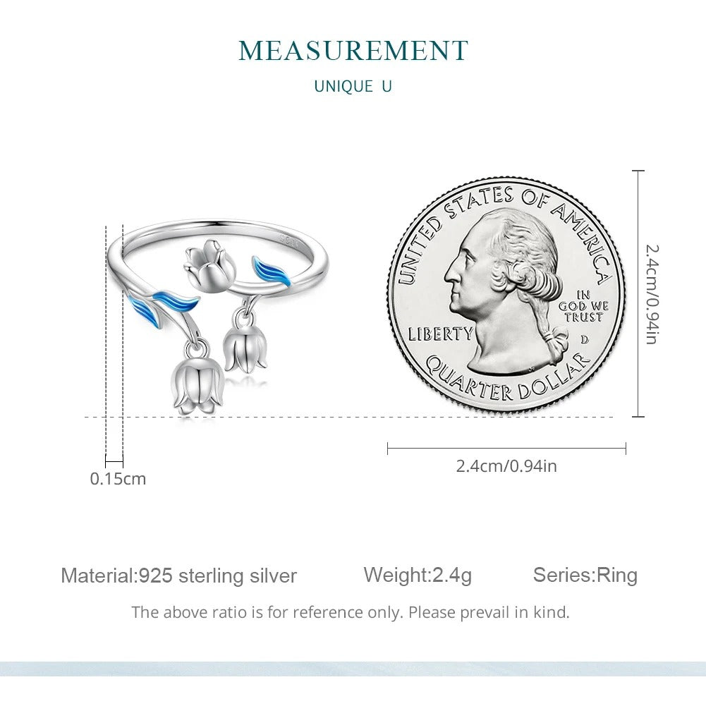 ˇStella JewelryˇGorgeous Flowers Open Ring for Women Fine Plated Platinum