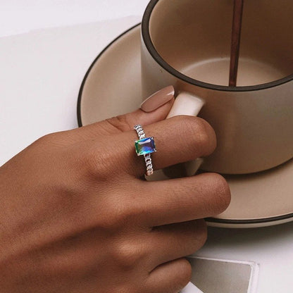 ˇStella JewelryˇBlue and Green Tourmaline Adjustable Ring
