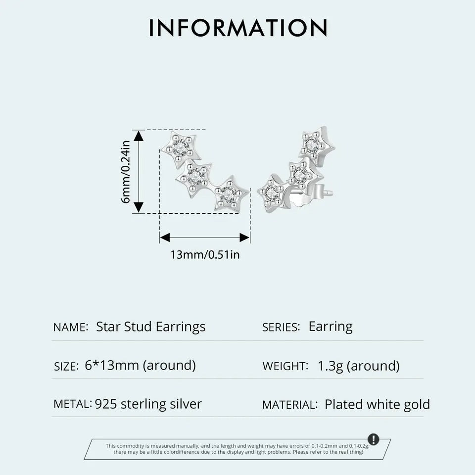 ˇStella JewelryˇSilver Tiny Star Earrings Studs Teen Girls