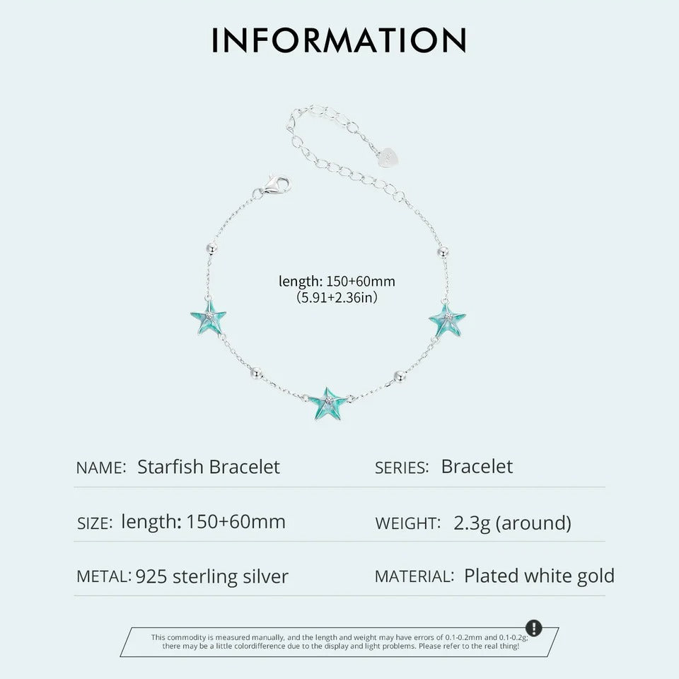 ˇStella JewelryˇGradient Blue-green Starfish Link Chain Bracelets