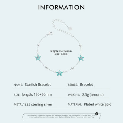 ˇStella JewelryˇGradient Blue-green Starfish Link Chain Bracelets