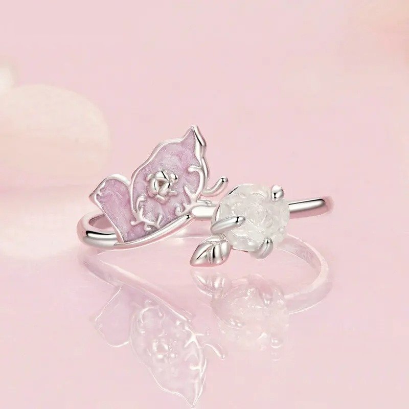ˇStella JewelryˇPurple Magenta Enamel Butterfly Opening Ring