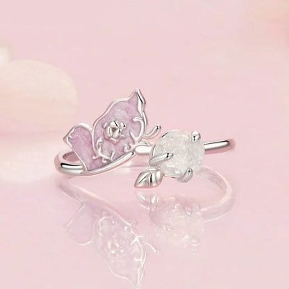 ˇStella JewelryˇPurple Magenta Enamel Butterfly Opening Ring