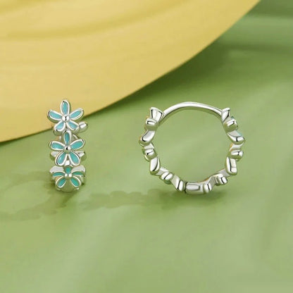 ˇStella JewelryˇMint Green Garland Hoop Earrings Enamel Flower