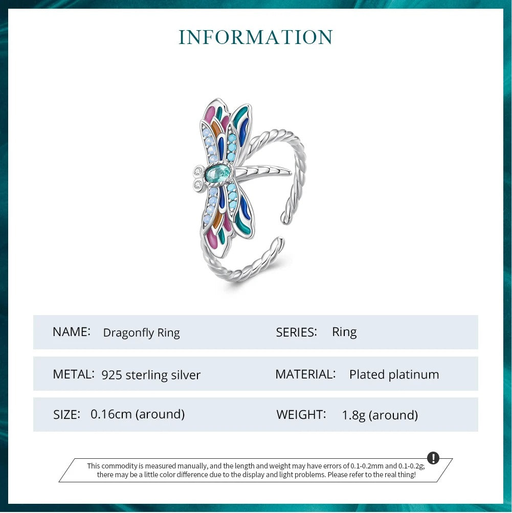 ˇStella JewelryˇEnamel Dragonfly Opening Ring Insect Adjustable Ring