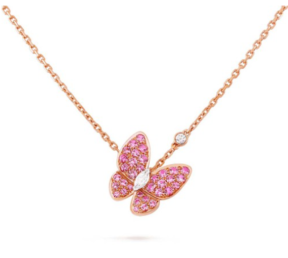 ステラジュエリー バタフライ レッド ダイヤモンド ローズゴールド ネックレス
