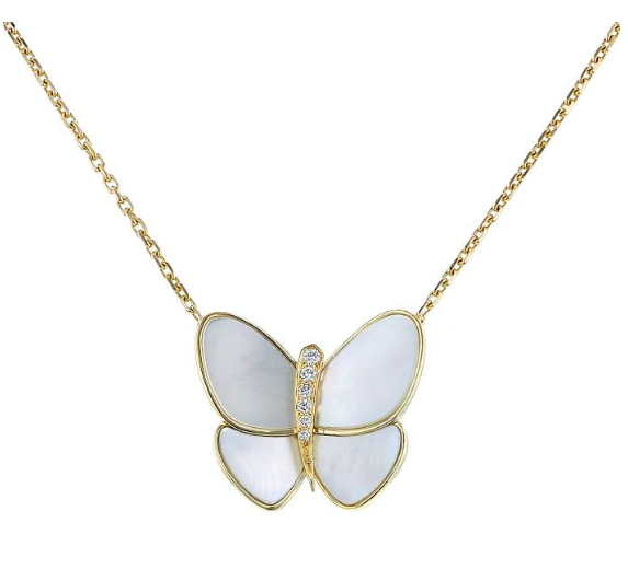 ˇStella JewelryˇSCHMETTERLINGS-HALSKETTE AUS GOLD MIT MOP-DIAMANTEN