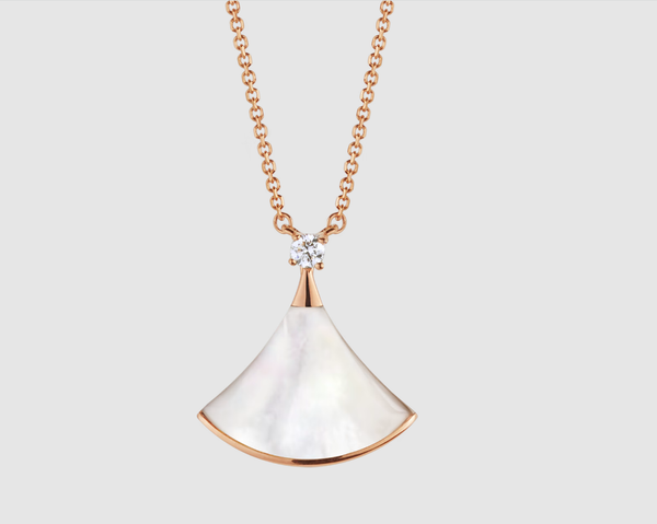 ˇStella JewelryˇDREAM NECKLACE WHITE MOP PINK GOLD 1 DIAMOND