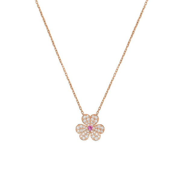 ˇStella JewelryˇFRIVOLE ROSÉGOLD-HALSKETTE MIT BLUMEN UND DIAMANTEN