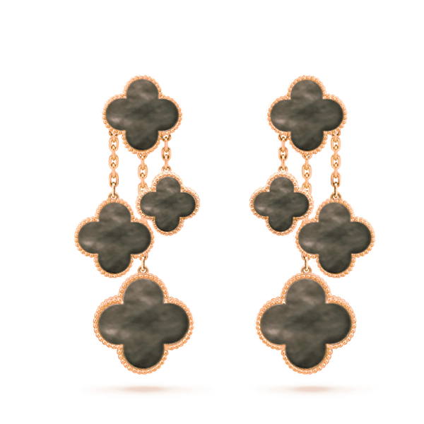 ˇStella JewelryˇCLOVER OHRRINGE DARK MOP 4 MOTIVE ROSÉGOLD