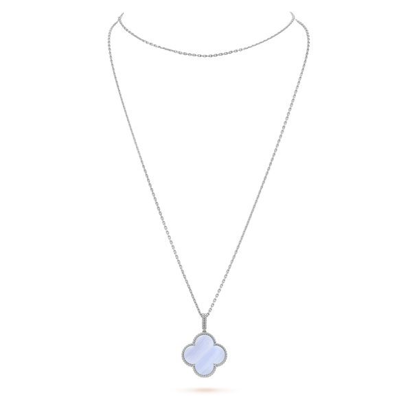ˇStella JewelryˇCLOVER SILBER CHALCEDON GROSSER KLEE-HALSKETTE