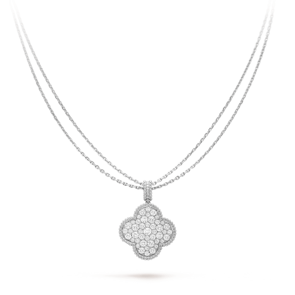 Stella Jewelry CLOVER 25MM SILBER HALSKETTE MIT VOLLEN DIAMANTEN UND GROSSER KLEE