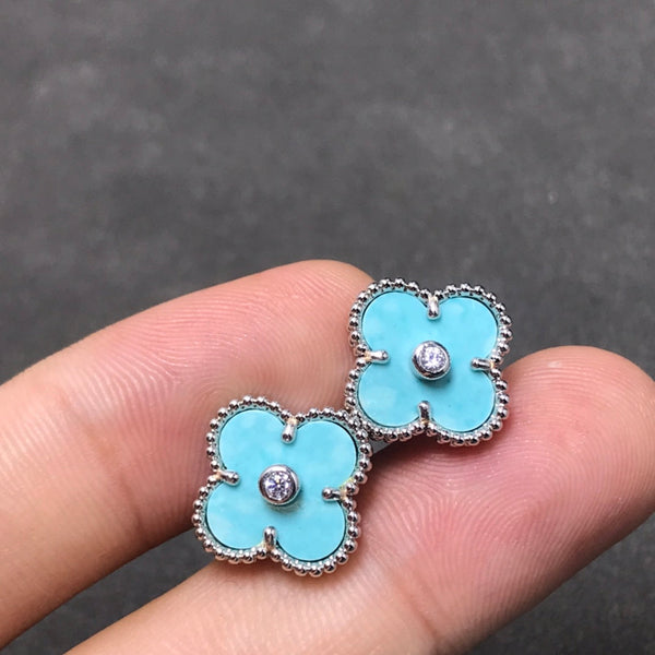 ステラジュエリー クローバー 1ダイヤモンド ブルースカイ シルバーイヤリング