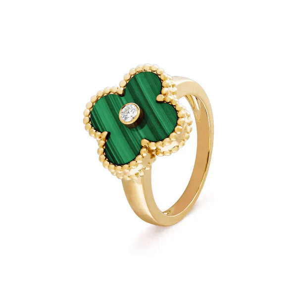 ˇStella JewelryˇCLOVER MALACHIT RING GOLD DIAMANT