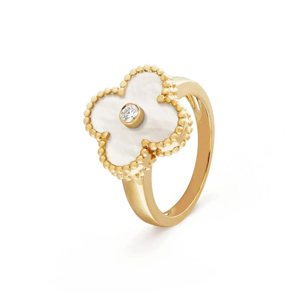 Stella Jewelry CLOVER PINK MOP RING GOLD DIAMANT