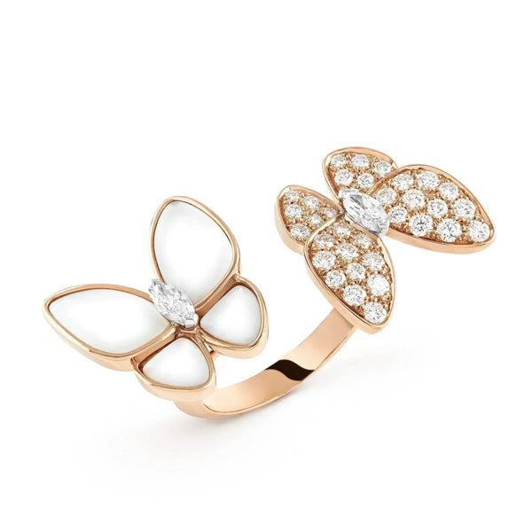 ˇStella JewelryˇZWILLINGS-DIAMANT-MOP-RING MIT SCHMETTERLINGEN
