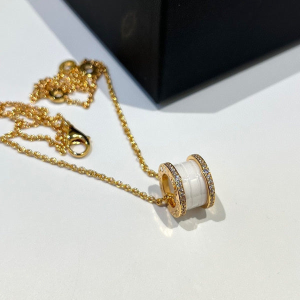 ˇStella JewelryˇZERO 1 WHITE CERAMIC DIAMOND ROSE GOLD NECKLACE